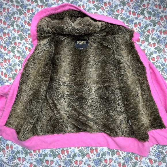 Y2K LOVE PINK VS Fur Lined Sequin Embellished Full Zip Hooded Jacket - Picture 6 of 12